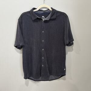 Tommy Bahama Men's Dark Grey Medium Tencel Modal Short Sleeve Button Up Shirt